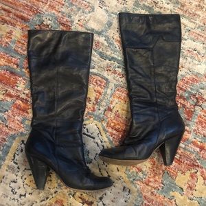 Aldo Leather Fall Black Slouch Heeled Boots 8